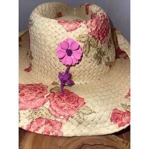 vintage large enamel pink flower Daisy Boho Wildflower Brooch Grannycore